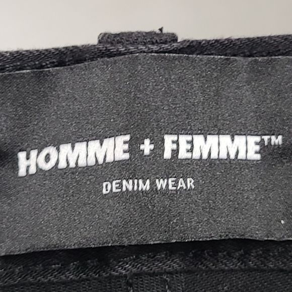 NWT HOMME + FEMME Men's (40) Black Comfort Stretch Tapered Denim Jeans --$150 - Picture 9 of 11
